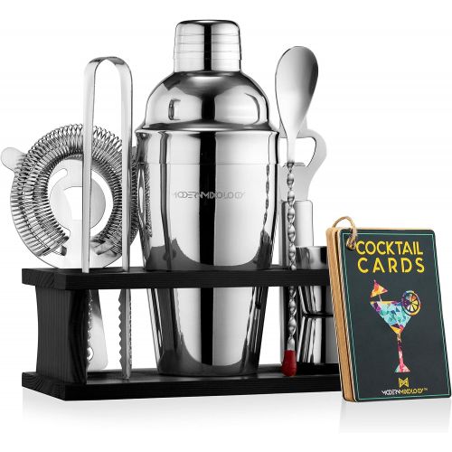  [아마존베스트]Modern Mixology Mixology Bartender Kit with Stand | Bar Set Cocktail Shaker Set for Drink Mixing - Bar Tools: Martini Shaker, Jigger, Strainer, Bar Mixer Spoon, Tongs, Opener | Best Bartender Kit