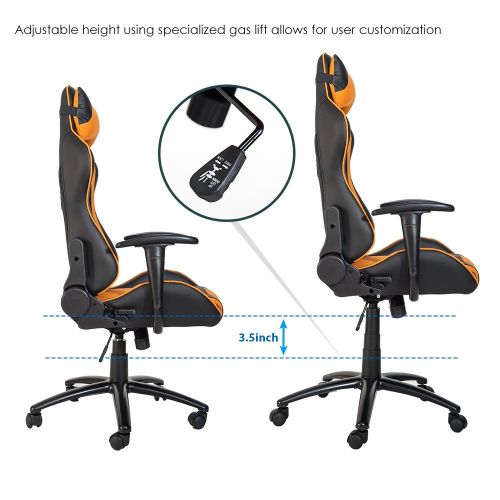  ModernLuxe Odyssey Series Executive Office Gaming Chair with Adjustable Lumbar Support and Headrest in Soft PU Leather and Mesh Fabric (Orange)