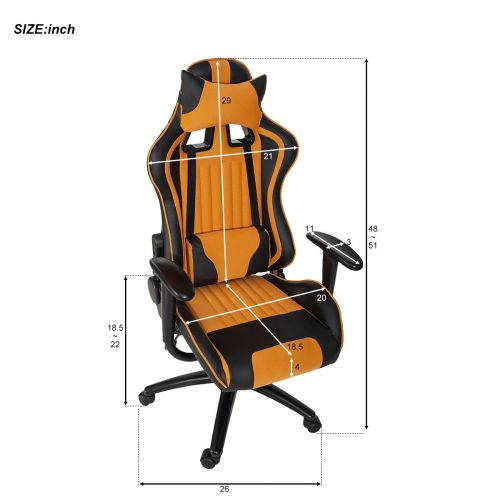  ModernLuxe Odyssey Series Executive Office Gaming Chair with Adjustable Lumbar Support and Headrest in Soft PU Leather and Mesh Fabric (Orange)