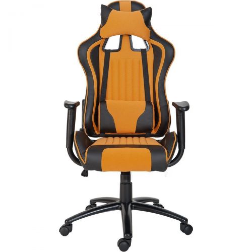  ModernLuxe Odyssey Series Executive Office Gaming Chair with Adjustable Lumbar Support and Headrest in Soft PU Leather and Mesh Fabric (Orange)