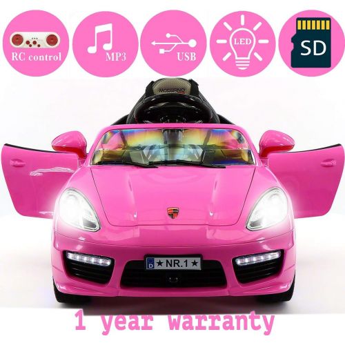  Moderno Kids 2017 BOKSTER 12V KIDS ELECTRIC KIDS RIDE-ON CAR WITH RC PARENTAL REMOTE, LED WHEELS, 5 POINT SAFETY HARNESS | PINK