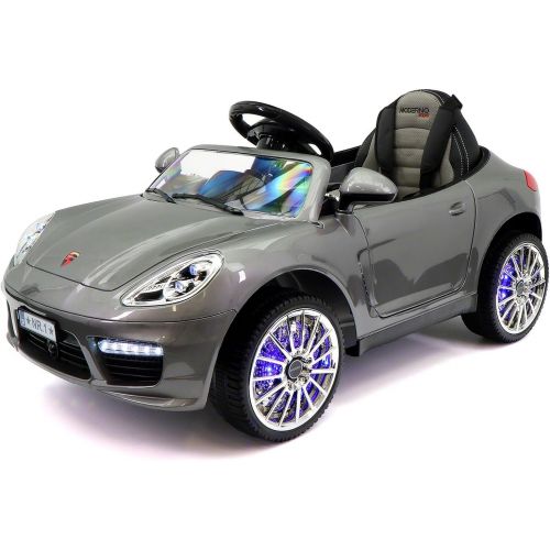  Moderno Kids Kiddie Roadster Children Ride-On Car RC Parental Remote 12V Battery Power LED Wheels Lights + 5 Point Seat Belt + MP3 Music Player + Baby Tray Table + Rubber Floor Ma