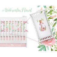 ModifiedTot Baby Girl, Nursery, Bedding Set, Floral Crib Bedding, Baby Bedding, Pink, Personalized Baby, Name Sheet, Baby Shower Gift, Crib Sheet, Girl