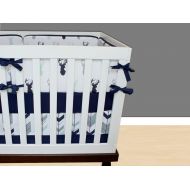 /ModifiedTot Boy Nursery Bedding Set, Deer Crib Bedding, Mint and Navy, Woodland Crib Bedding, Crib Bumpers, Crib Skirt, Boy Nursery Ideas, Custom Crib