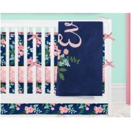 ModifiedTot Baby Girl Crib Bedding, Floral Crib Bedding, Crib Sheet, Crib Skirt, Crib Bumpers, Baby Blanket, Nursery Printable, Coral, Pink, Navy