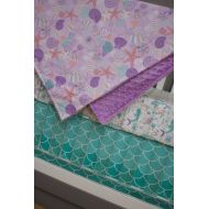 /ModifiedTot Girl Crib Bedding, Mermaid Baby Bedding, Mermaid Crib Set, Mermaid Blanket, Mermaid Nursery, Mermaid Scales, Purple Teal Cribset