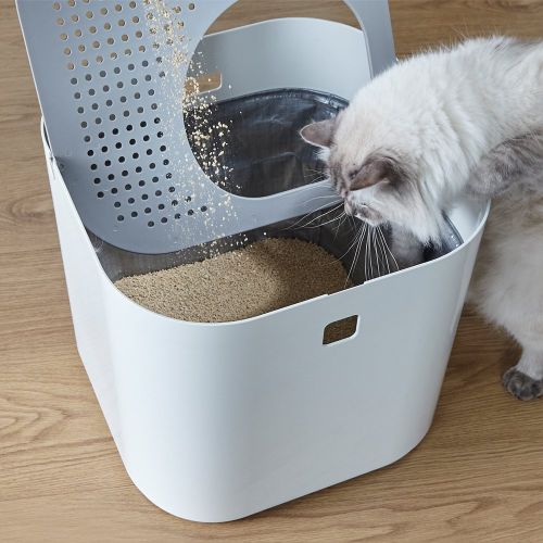  Modkat Litter Box, Top-Entry, Looks Great, Reduces Litter Tracking, Includes Scoop and Reusable Liner