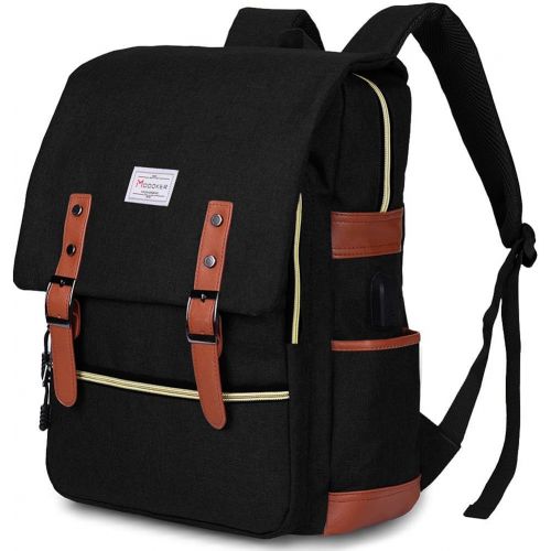  [아마존 핫딜] [아마존핫딜]Modoker Vintage Laptop Backpack for Women Men,School College Backpack with USB Charging Port Fashion Backpack Fits 15 inch Notebook (Black)