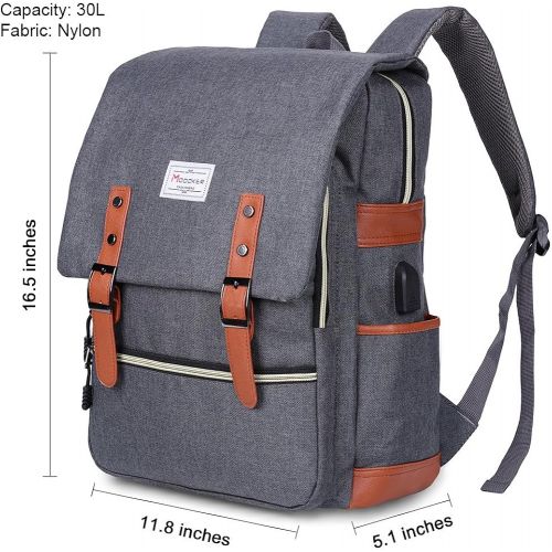  [아마존 핫딜] [아마존핫딜]Modoker Vintage Laptop Backpack for Women Men,School College Backpack with USB Charging Port Fashion Backpack Fits 15 inch Notebook (Grey)