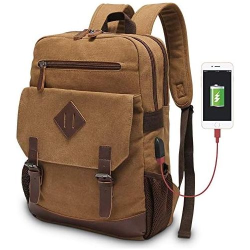  [아마존베스트]Modoker Vintage Backpack for Men Women, Canvas Bookpack Fits Most 15.6 Inches Computer and Tablets