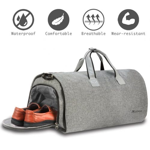  Convertible Garment Bag with Shoulder Strap, Modoker Carry on Garment Duffel Bag for Men Women - 2 in 1 Hanging Suitcase Suit Travel Bags (Black)