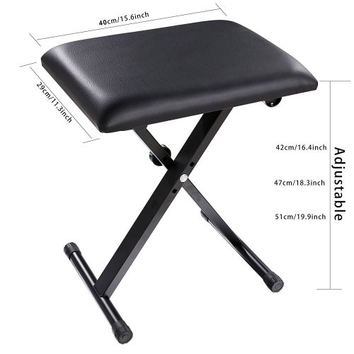  Modrine Adjustable Piano Padded Keyboard Bench,Heavy Duty Deluxe Padding Seat PianoKey board Leather Stand with Rubber Feet