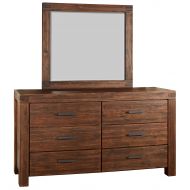 Modus Furniture 3F4183 Meadow Solid Wood Mirror, Brick Brown