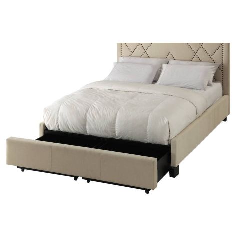  Modus Furniture 3Z45D620 Nailhead Patterned Platform Storage Bed Powder