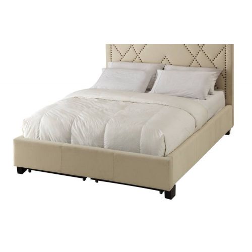  Modus Furniture 3Z45D620 Nailhead Patterned Platform Storage Bed Powder