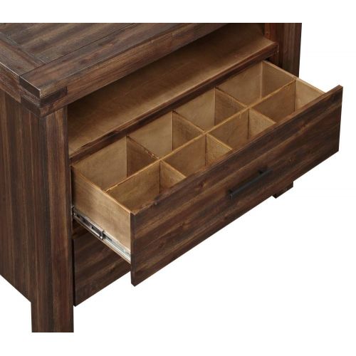  Modus Furniture 3F4189 Meadow Two-Drawer Solid Wood Media Chest Brick Brown