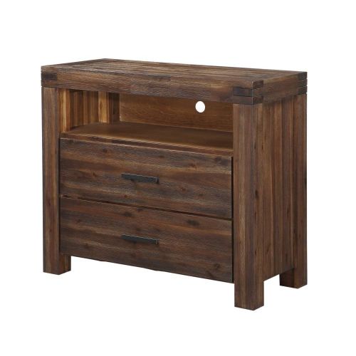  Modus Furniture 3F4189 Meadow Two-Drawer Solid Wood Media Chest Brick Brown