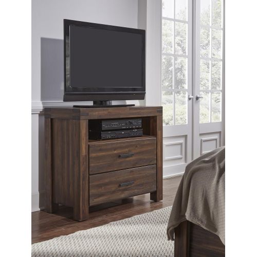  Modus Furniture 3F4189 Meadow Two-Drawer Solid Wood Media Chest Brick Brown