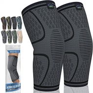 MODVEL 2 Pack Knee Brace Knee Compression Sleeve for Men & Women Knee Support for Running Medical Grade Knee Pads for Meniscus Tear, ACL, Arthritis, Joint Pain Relief.