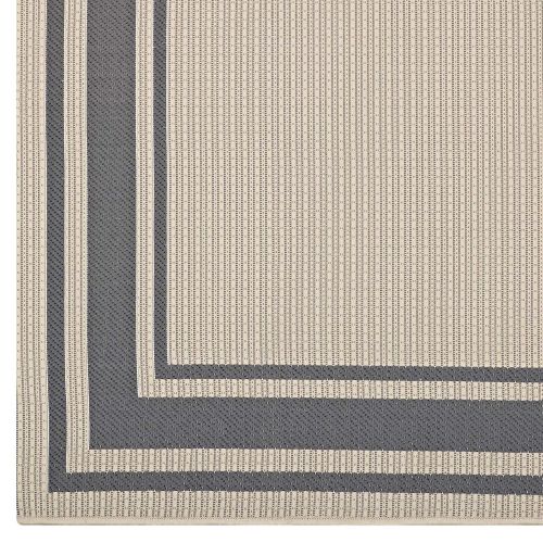  Modway Rim Solid Border Borderline 8x10 Indoor and Outdoor Area Rug in Gray and Beige