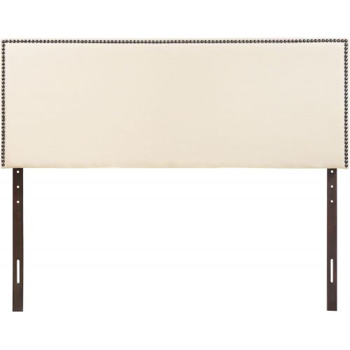  Modway Region Linen Fabric Upholstered Queen Headboard in Ivory with Nailhead Trim