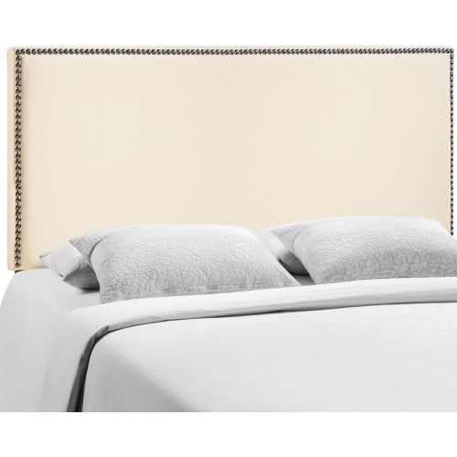  Modway Region Linen Fabric Upholstered Queen Headboard in Ivory with Nailhead Trim