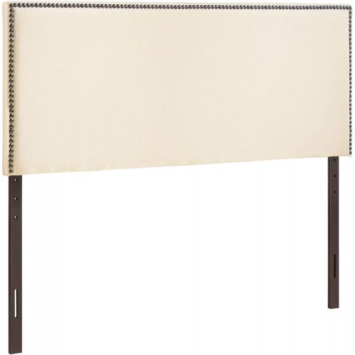  Modway Region Linen Fabric Upholstered Queen Headboard in Ivory with Nailhead Trim