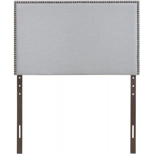  Modway Region Linen Fabric Upholstered Twin Headboard in Gray with Nailhead Trim