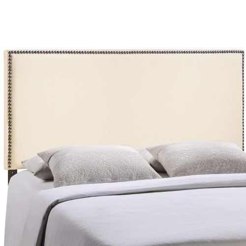  Modway Region Linen Fabric Upholstered King Headboard in Ivory with Nailhead Trim