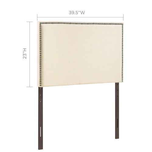  Modway Region Linen Fabric Upholstered Twin Headboard in Ivory with Nailhead Trim