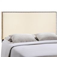 Modway Region Linen Fabric Upholstered Full Headboard in Ivory with Nailhead Trim