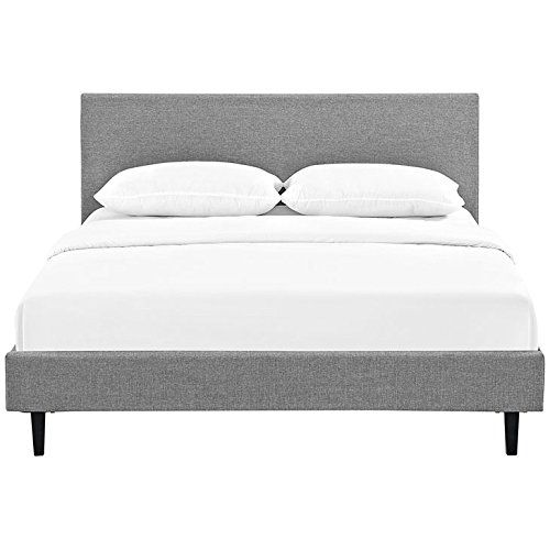  Modway Anya Upholstered Light Gray Platform Bed with Wood Slat Support in Queen