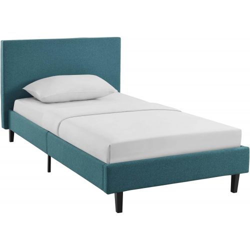  Modway Anya Upholstered Teal Platform Bed with Wood Slat Support in Twin
