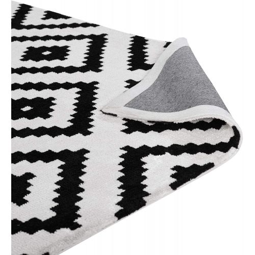  Modway R-1004A-58 Alika Abstract Diamond Trellis Area Rug, 5X8, Black and White