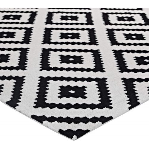  Modway R-1004A-58 Alika Abstract Diamond Trellis Area Rug, 5X8, Black and White