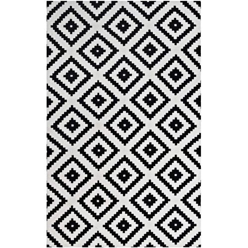  Modway R-1004A-58 Alika Abstract Diamond Trellis Area Rug, 5X8, Black and White