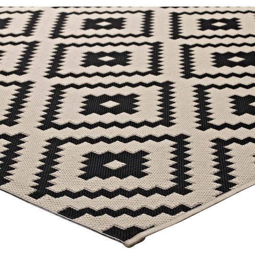  Modway R-1134A-810 Geometric Diamond Trellis 8x10 Indoor Outdoor Area Rug, 8 x 10, BlackBeige