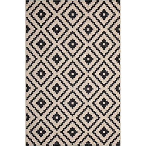  Modway R-1134A-810 Geometric Diamond Trellis 8x10 Indoor Outdoor Area Rug, 8 x 10, BlackBeige