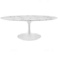 Modway Lippa Oval-Shaped Artificial Marble Coffee Table, 48, White