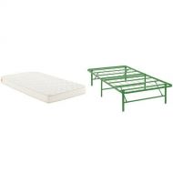 Modway Emma 6” Twin Foam Mattress - Top Quality Cheap Mattress - Foldable Bed with Modway Horizon Twin Bed Frame In Green