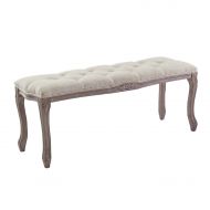 Modway EEI-2794-BEI Regal Vintage French Upholstered Fabric Bench, Fully Assembled Beige