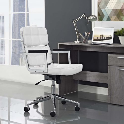  Modway Portray High-Back Upholstered Vinyl Modern Office Chair In White