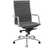 Modway Pattern Faux Leather Highback Managerial Office Chair in Gray