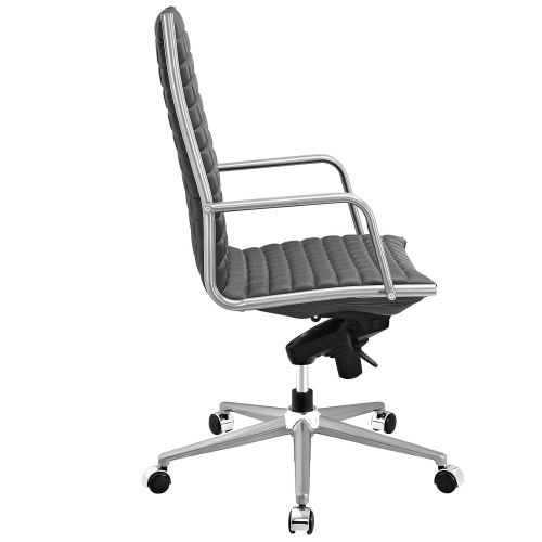  Modway Pattern Faux Leather Highback Managerial Office Chair in Gray