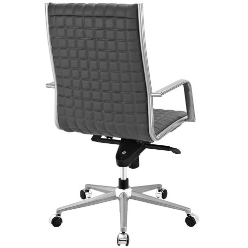  Modway Pattern Faux Leather Highback Managerial Office Chair in Gray