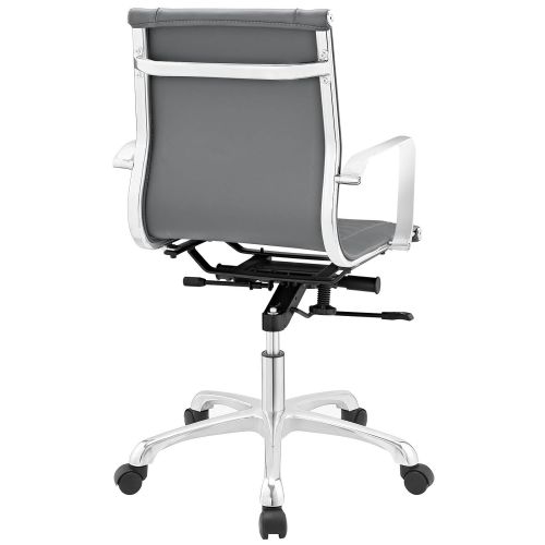  Modway Runway Faux Leather Adjustable Office Chair in Gray