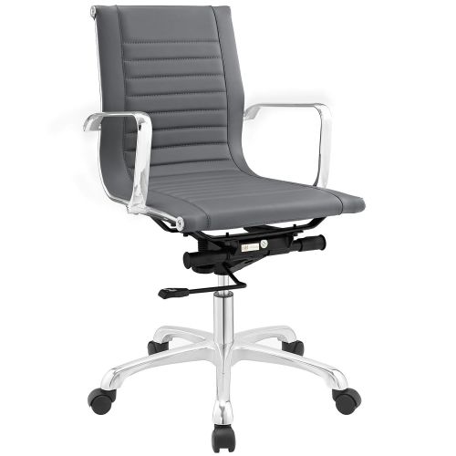  Modway Runway Faux Leather Adjustable Office Chair in Gray