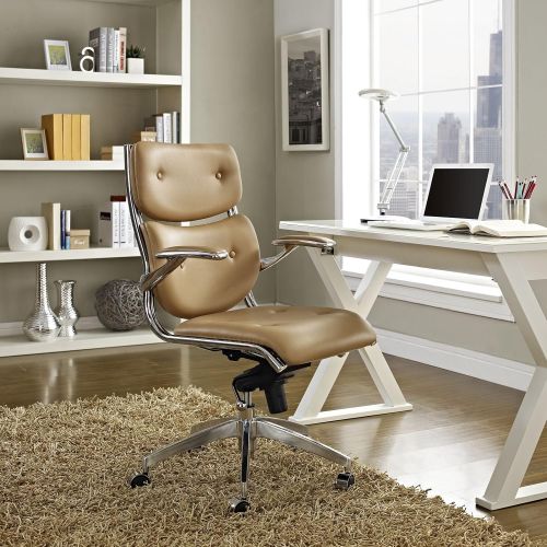  Modway Push Mid Back Office Chair in Tan