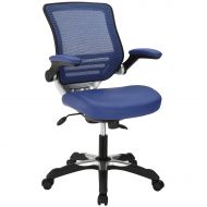 Modway Edge Faux Leather Mesh Office Chair in Blue