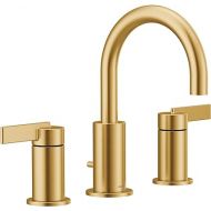 Moen Brushed Gold Cia Widespread 2-Handle High-Arc Bathroom Faucet , 3-Hole Bathroom Sink Faucet, Valve Required, T6222BG